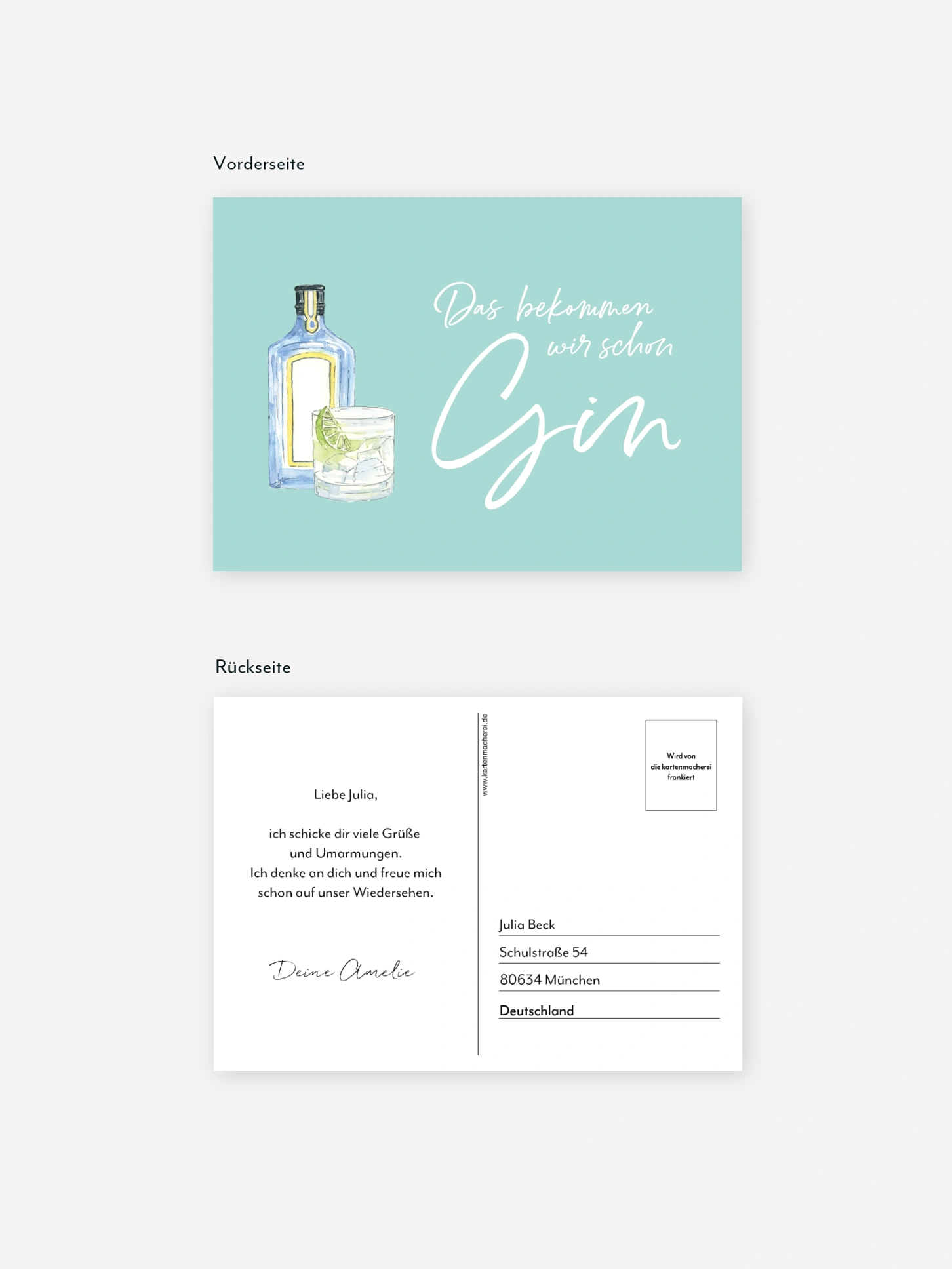 Postkarte Direktversand Gin Time