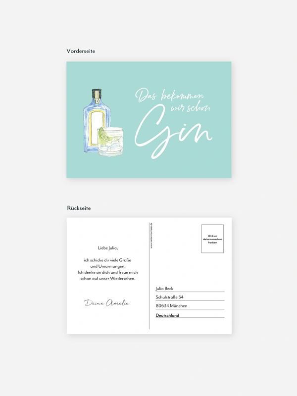 Postkarte Direktversand Gin Time
