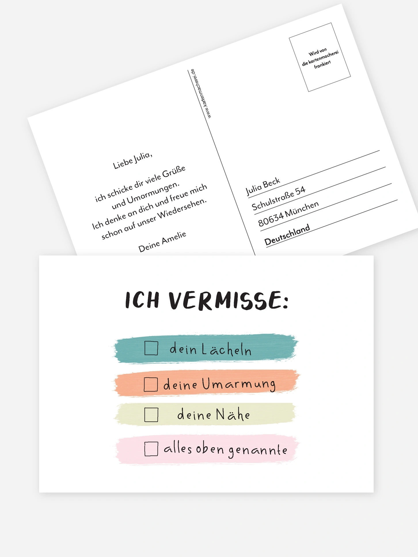 Postkarte Direktversand Du fehlst mir