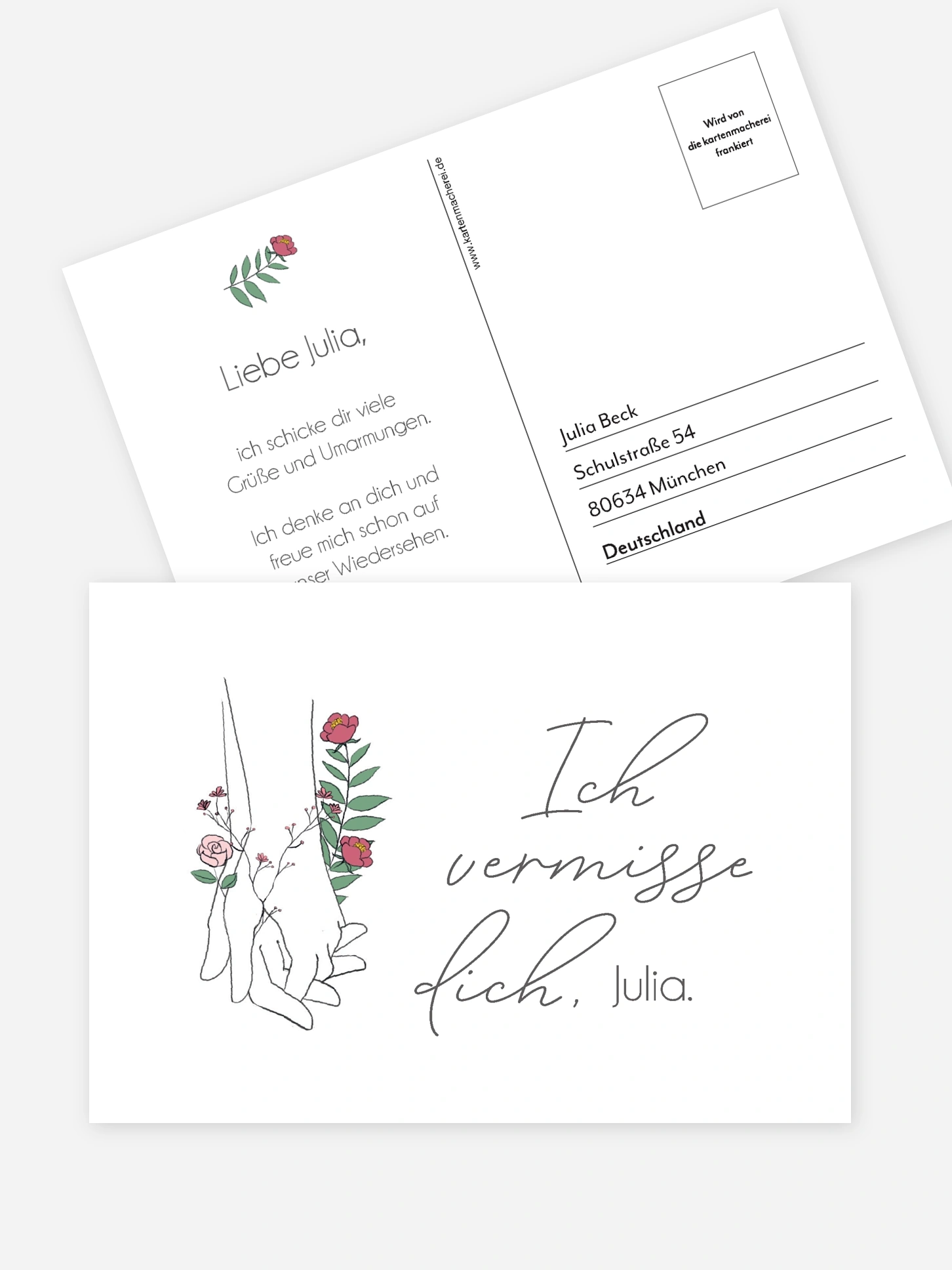 Postkarte Direktversand Ich vermisse Dich