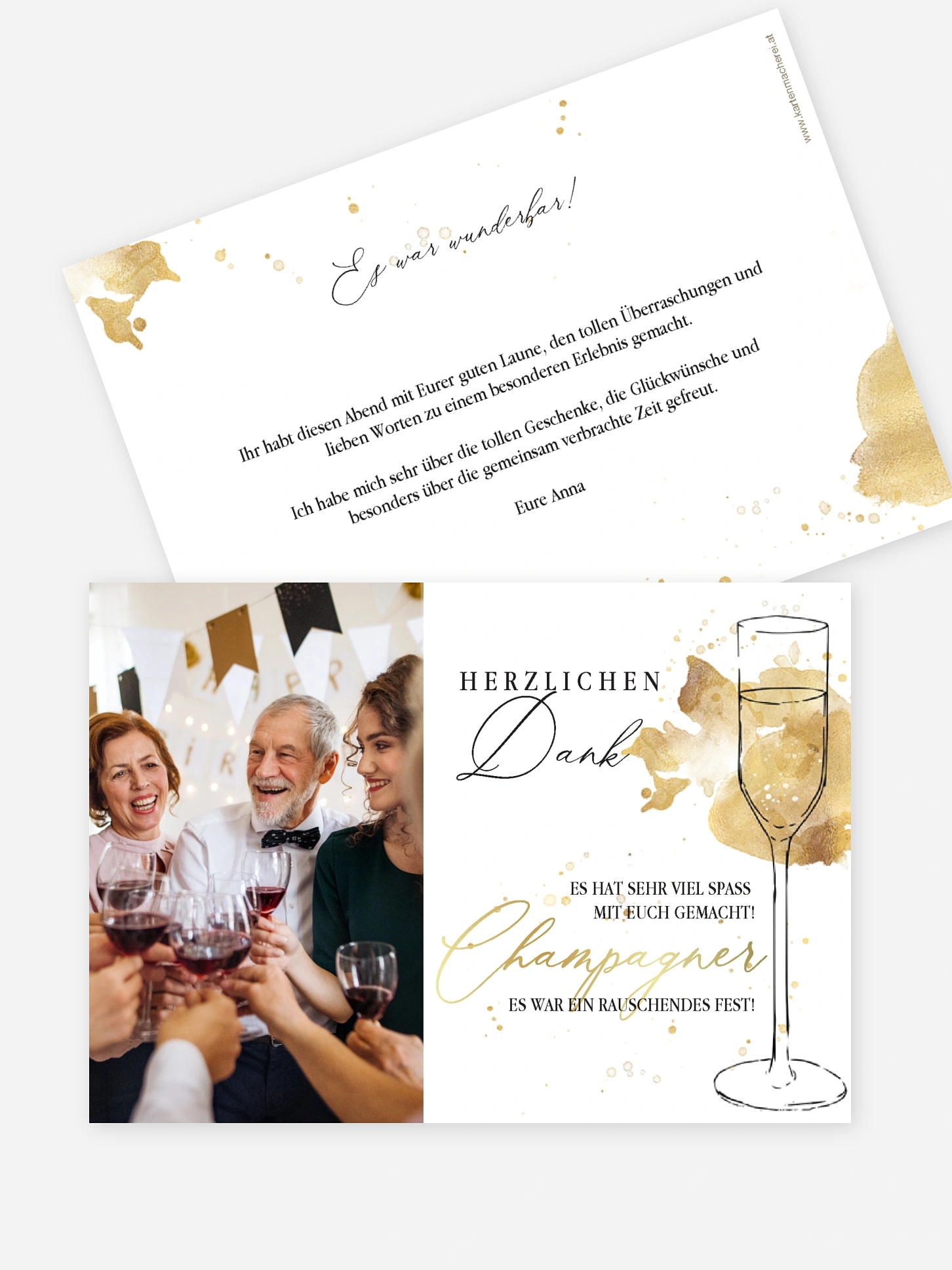Dankeskarte Geburtstag Champagnerglas