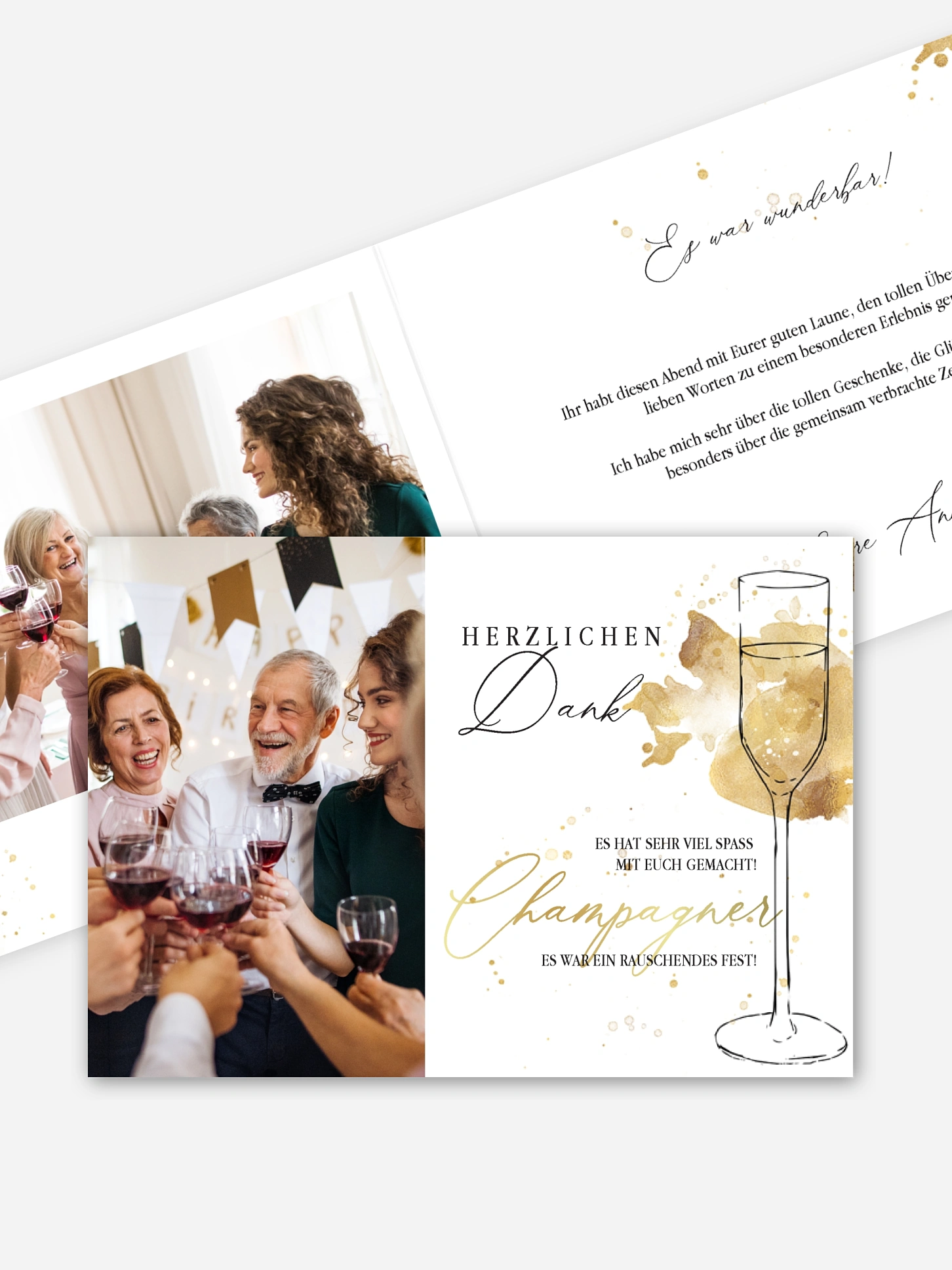 Dankeskarte Geburtstag Champagnerglas