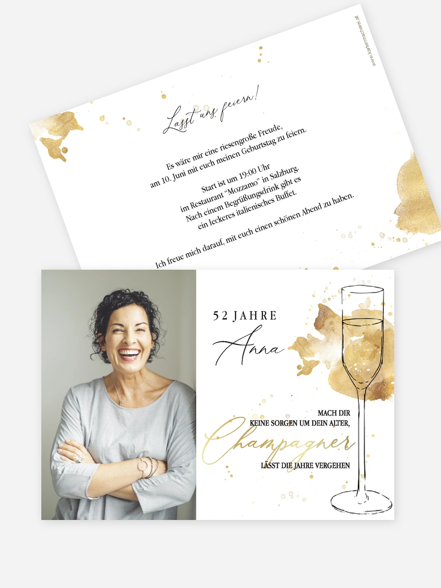Geburtstagseinladung Champagnerglas