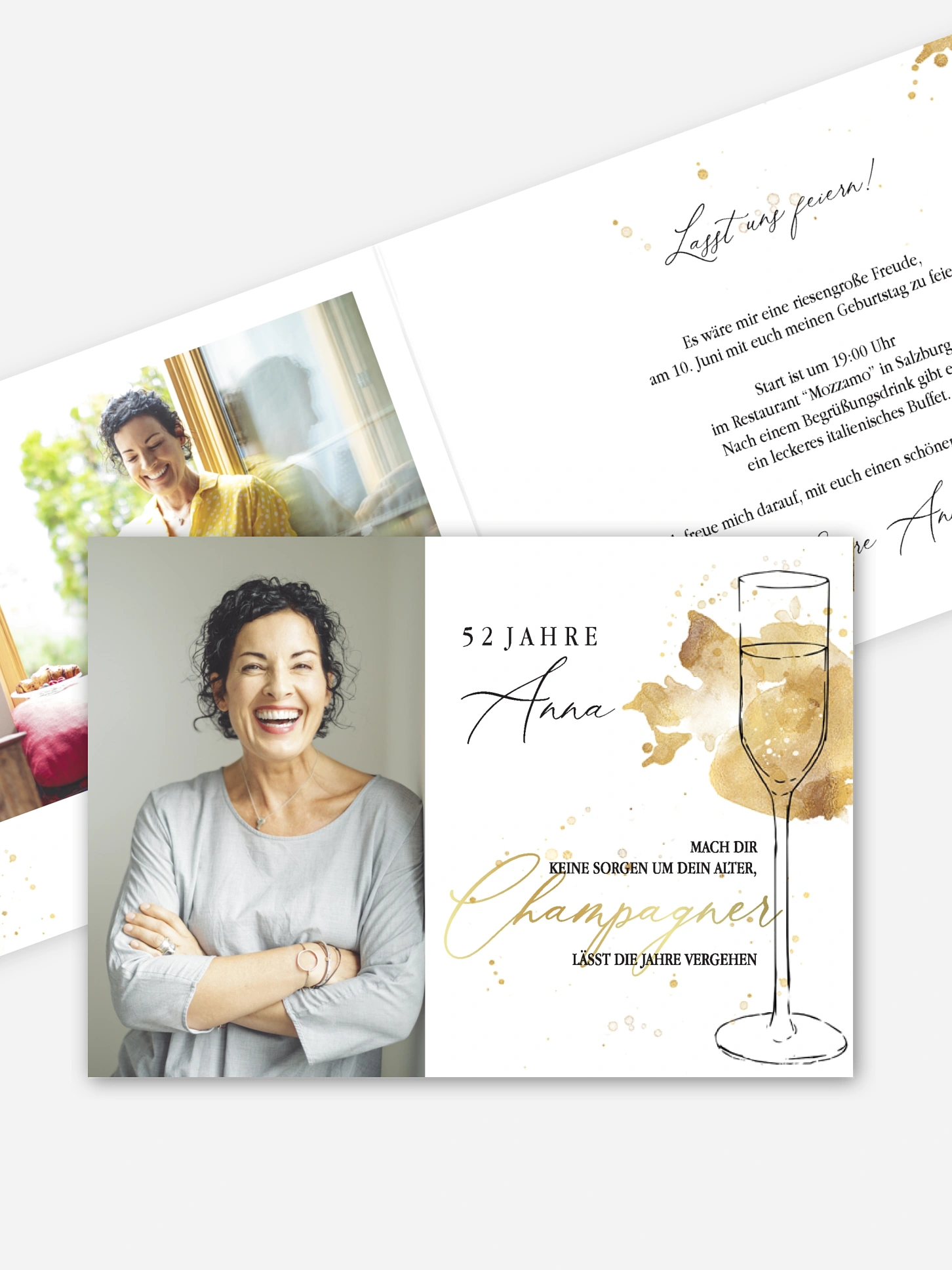 Geburtstagseinladung Champagnerglas