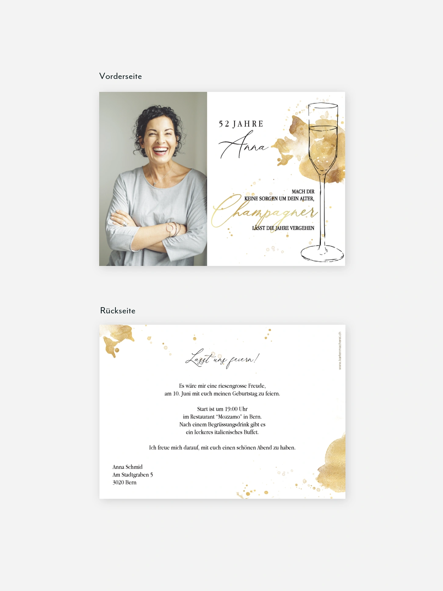 Geburtstagseinladung Champagnerglas