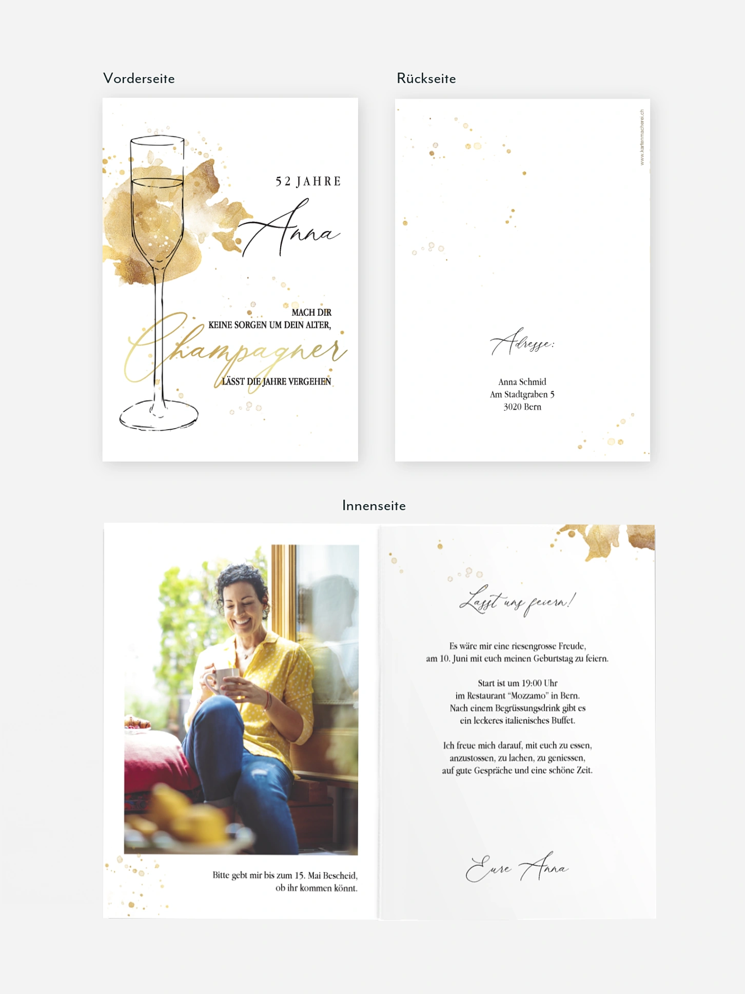 Geburtstagseinladung Champagnerglas