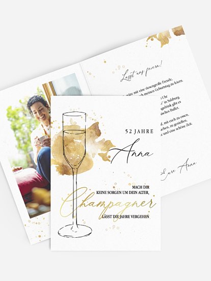 Geburtstagseinladung Champagnerglas