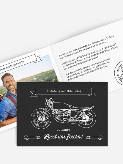 Einladung 40. Geburtstag Motorrad