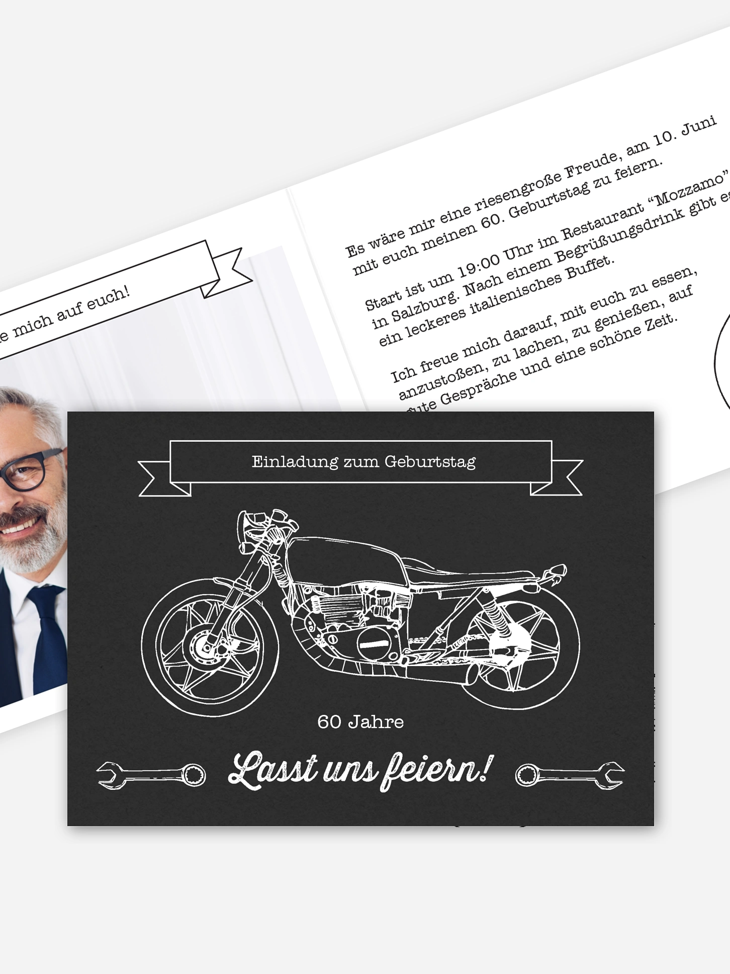 Einladung 60. Geburtstag Motorrad