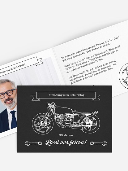 Einladung 60. Geburtstag Motorrad