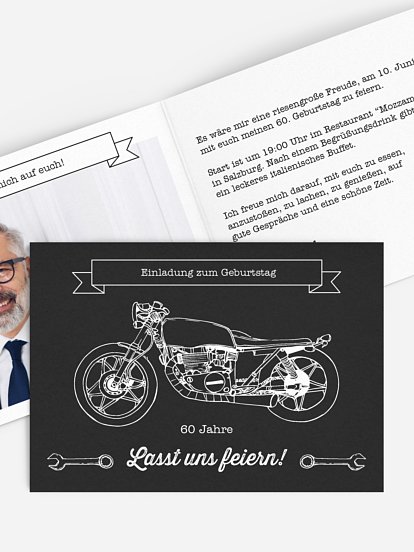 Einladung 60. Geburtstag "Moto"