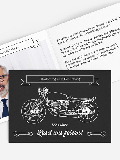 Einladung 60. Geburtstag Motorrad