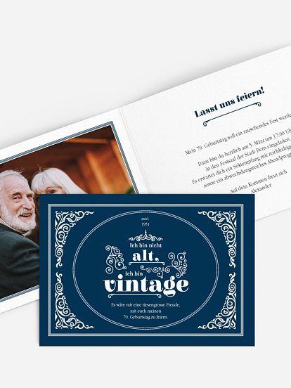 Einladung 70. Geburtstag Vintage Jubiläum