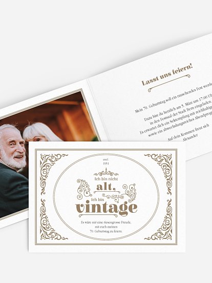 Einladung 70. Geburtstag Vintage Jubiläum