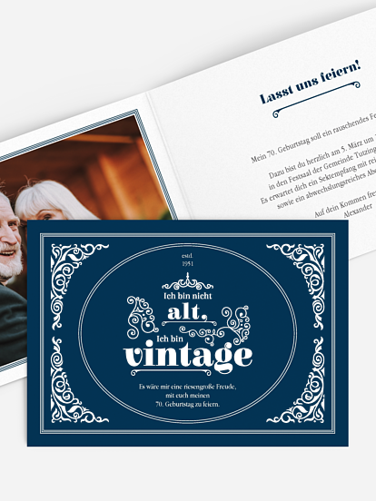 Einladung 70. Geburtstag Vintage Jubiläum