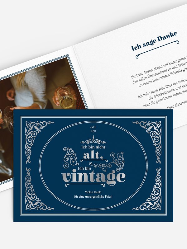 Dankeskarte Geburtstag "Vintage Jubiläum"