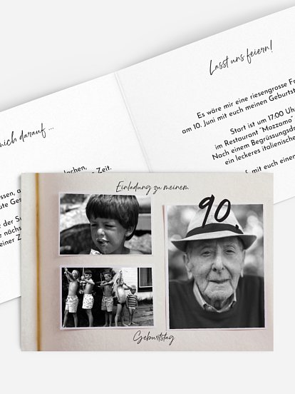 Einladung 90. Geburtstag Fotobuch