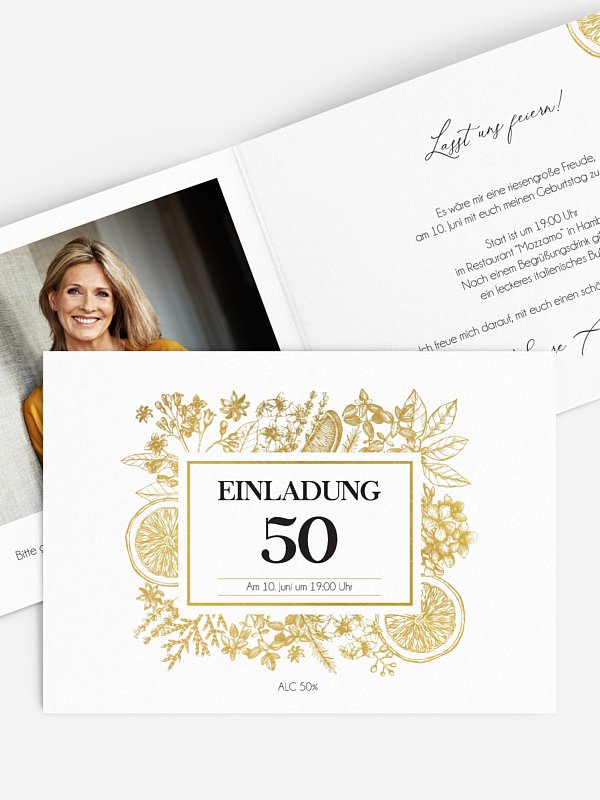 Einladung 50. Geburtstag Botanical Drink