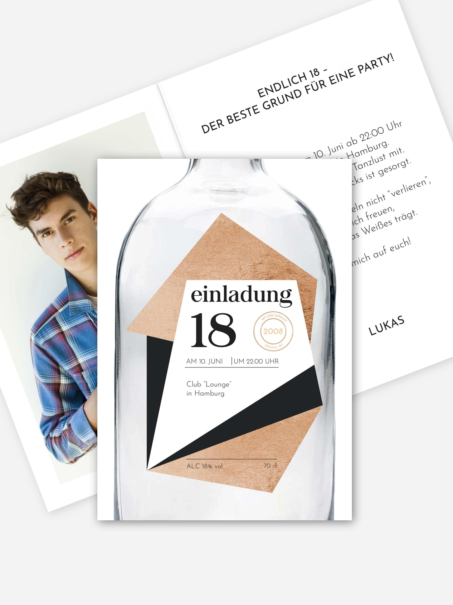 Einladung 18. Geburtstag Gin Bottle