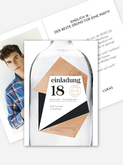 Einladung 18. Geburtstag Gin Bottle