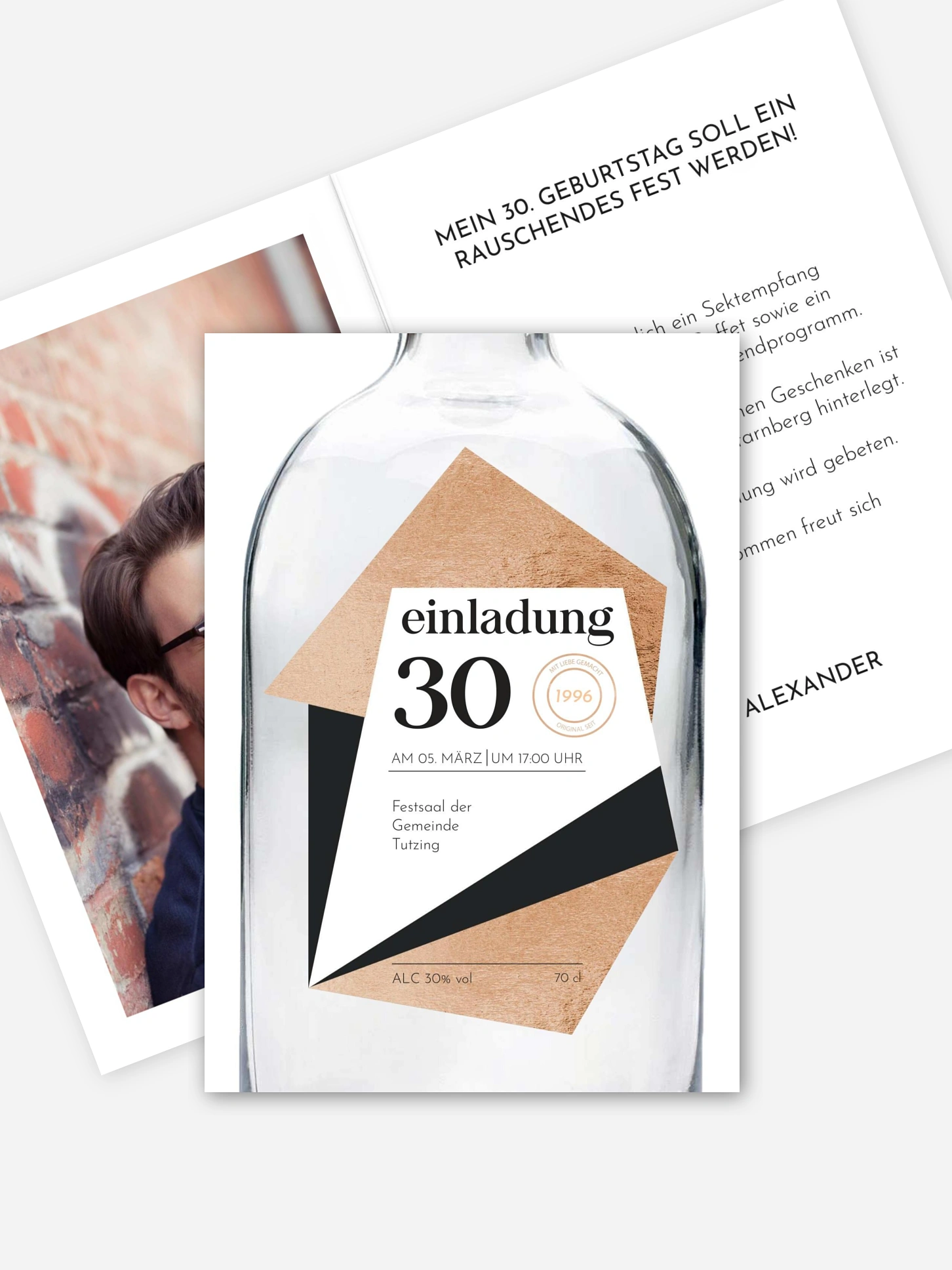 Einladung 30. Geburtstag Gin Bottle