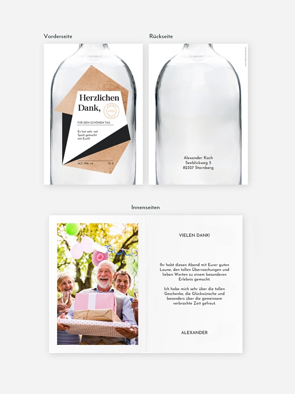 Dankeskarte Geburtstag Gin Bottle