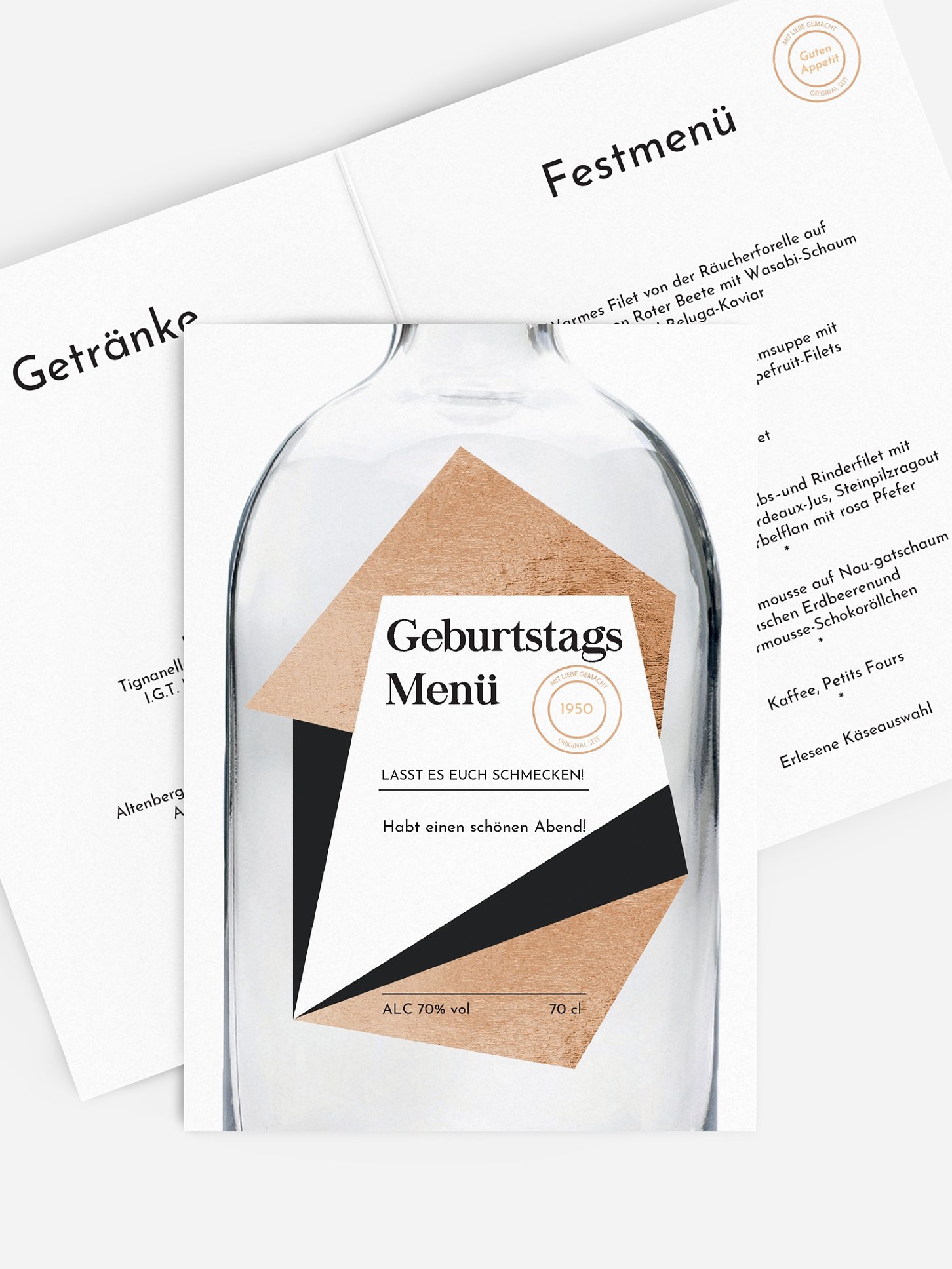 Menükarte Geburtstag Gin Bottle