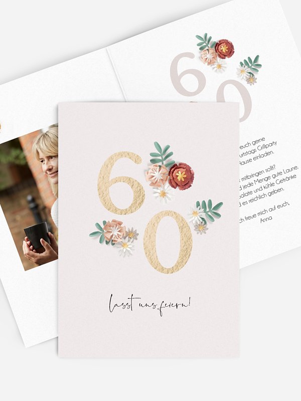 Einladung 60. Geburtstag Geburtstagsblumen