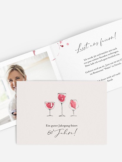 Einladung 50. Geburtstag Wein