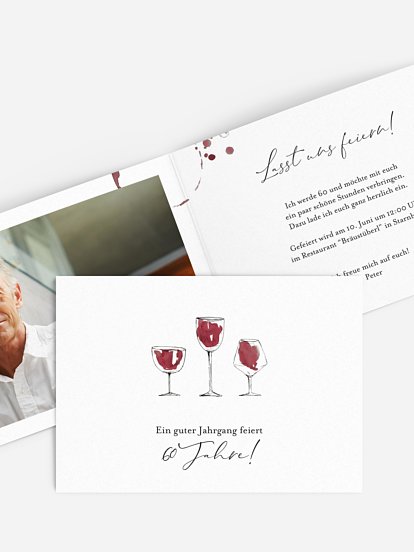 Einladung 60. Geburtstag Wein
