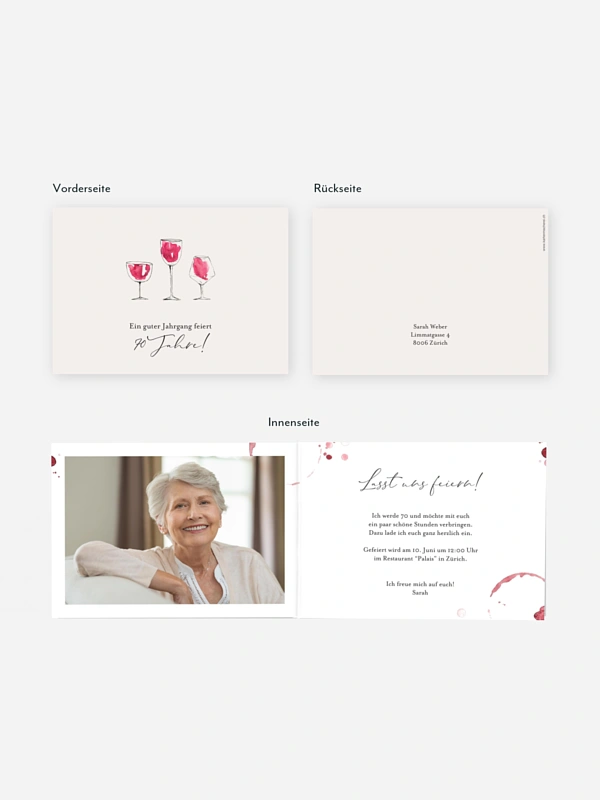 Einladung 70. Geburtstag Wein