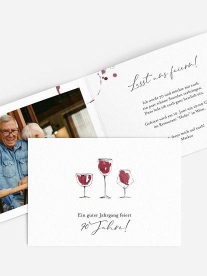 Einladung 70. Geburtstag Wein