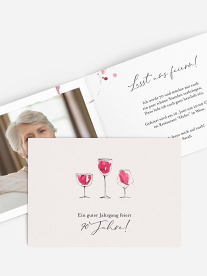 Einladung 70. Geburtstag Wein