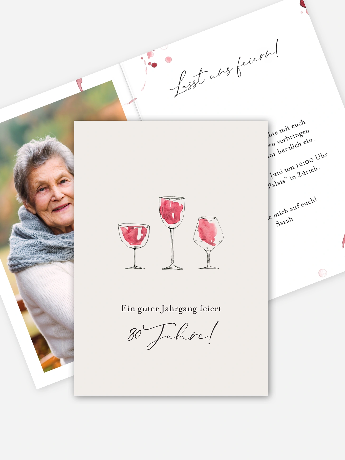 Einladung 80. Geburtstag Wein