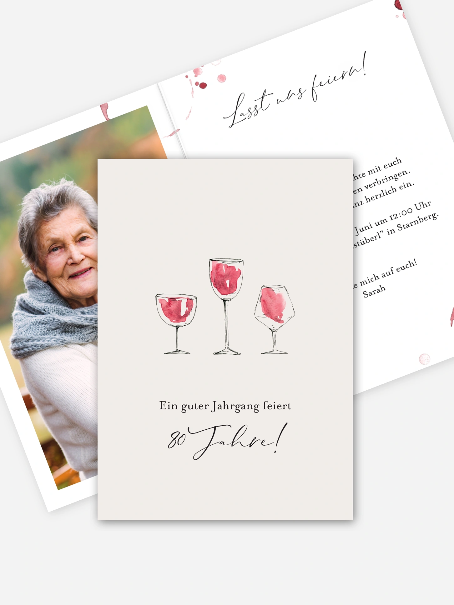 Einladung 80. Geburtstag Wein