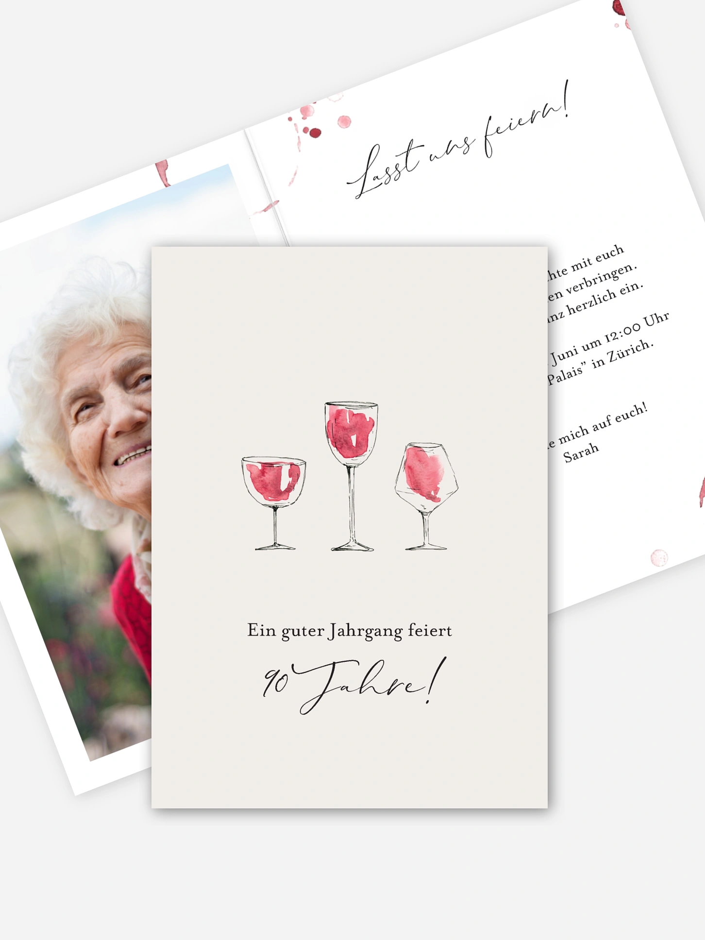 Einladung 90. Geburtstag Wein