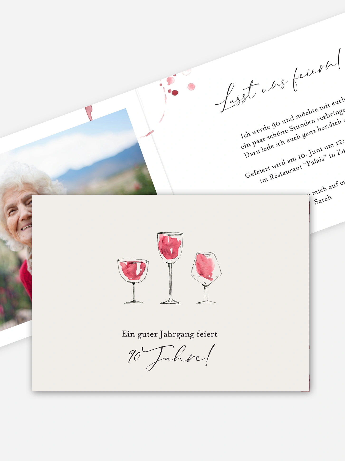 Einladung 90. Geburtstag Wein