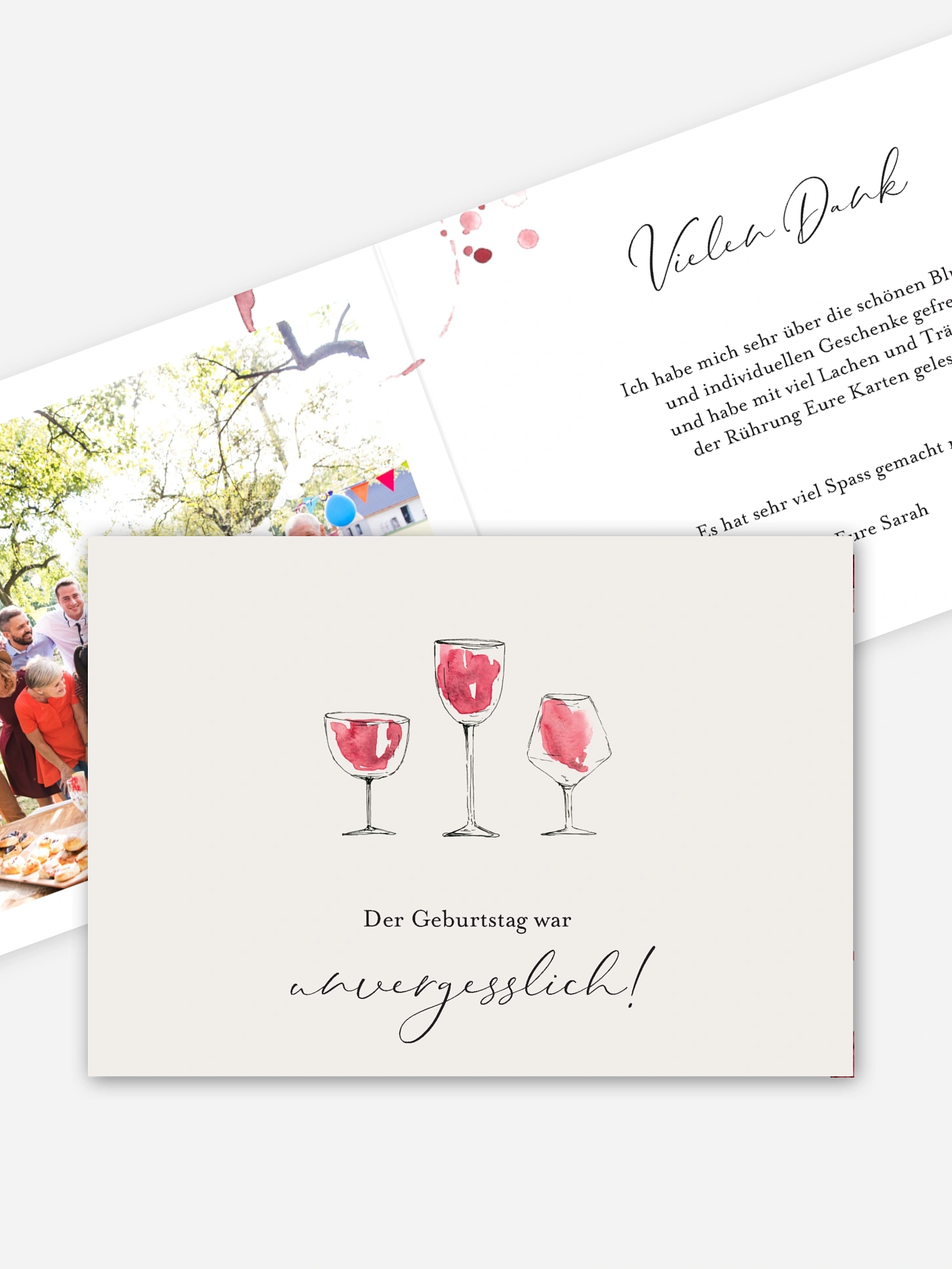 Dankeskarte Geburtstag Wein