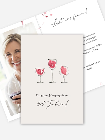 Geburtstagseinladung Wein