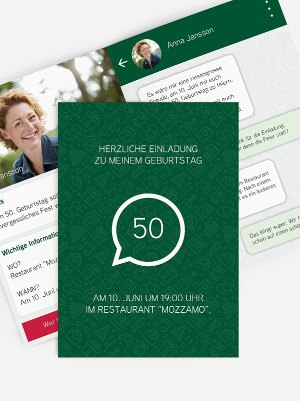 Einladung 50. Geburtstag Messenger