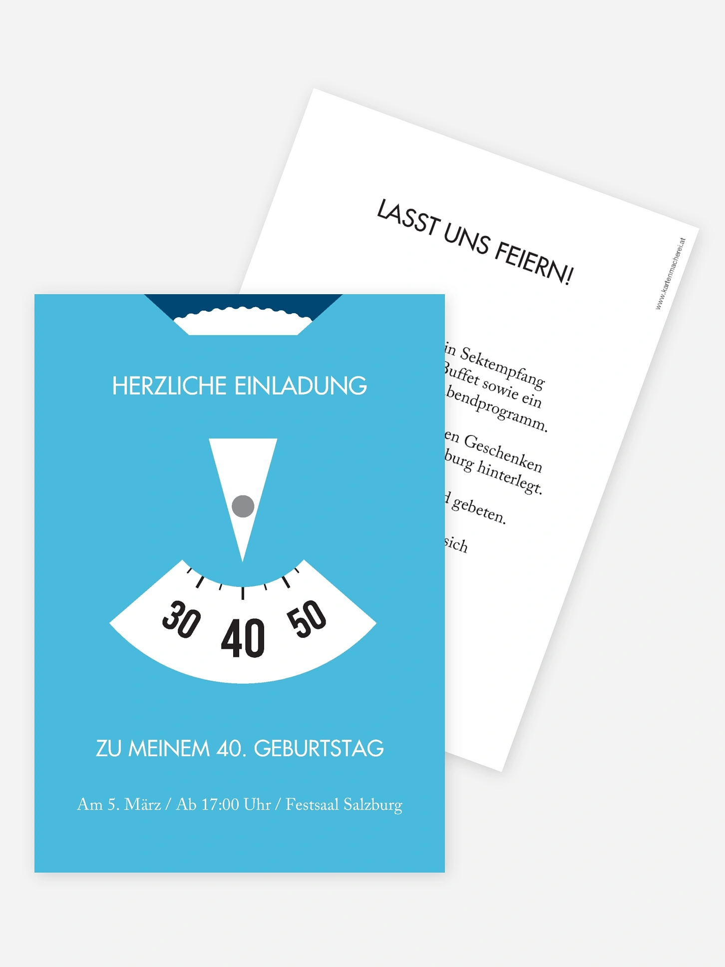 Einladung 40. Geburtstag Parkscheibe