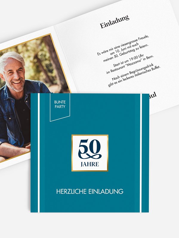 Einladung 50. Geburtstag Bunte Party