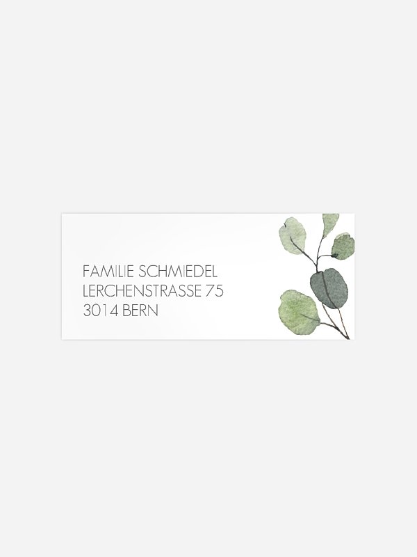 Absenderaufkleber Trauer Eukalyptusblätter