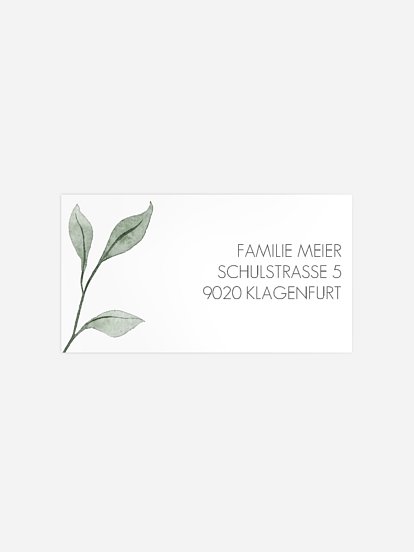 Empfängeraufkleber Trauer Eukalyptusblätter