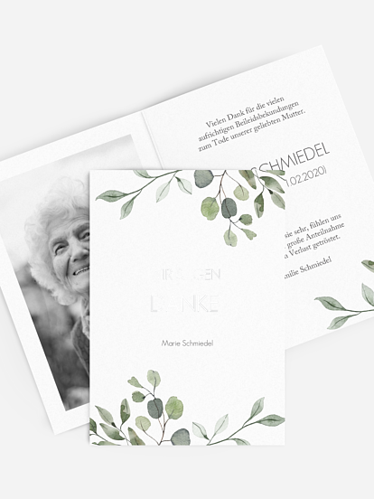 Trauerdanksagung Eukalyptusblätter