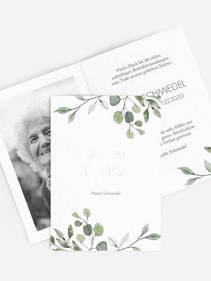 Trauerdanksagung Eukalyptusblätter