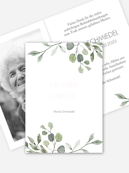 Trauerdanksagung Eukalyptusblätter