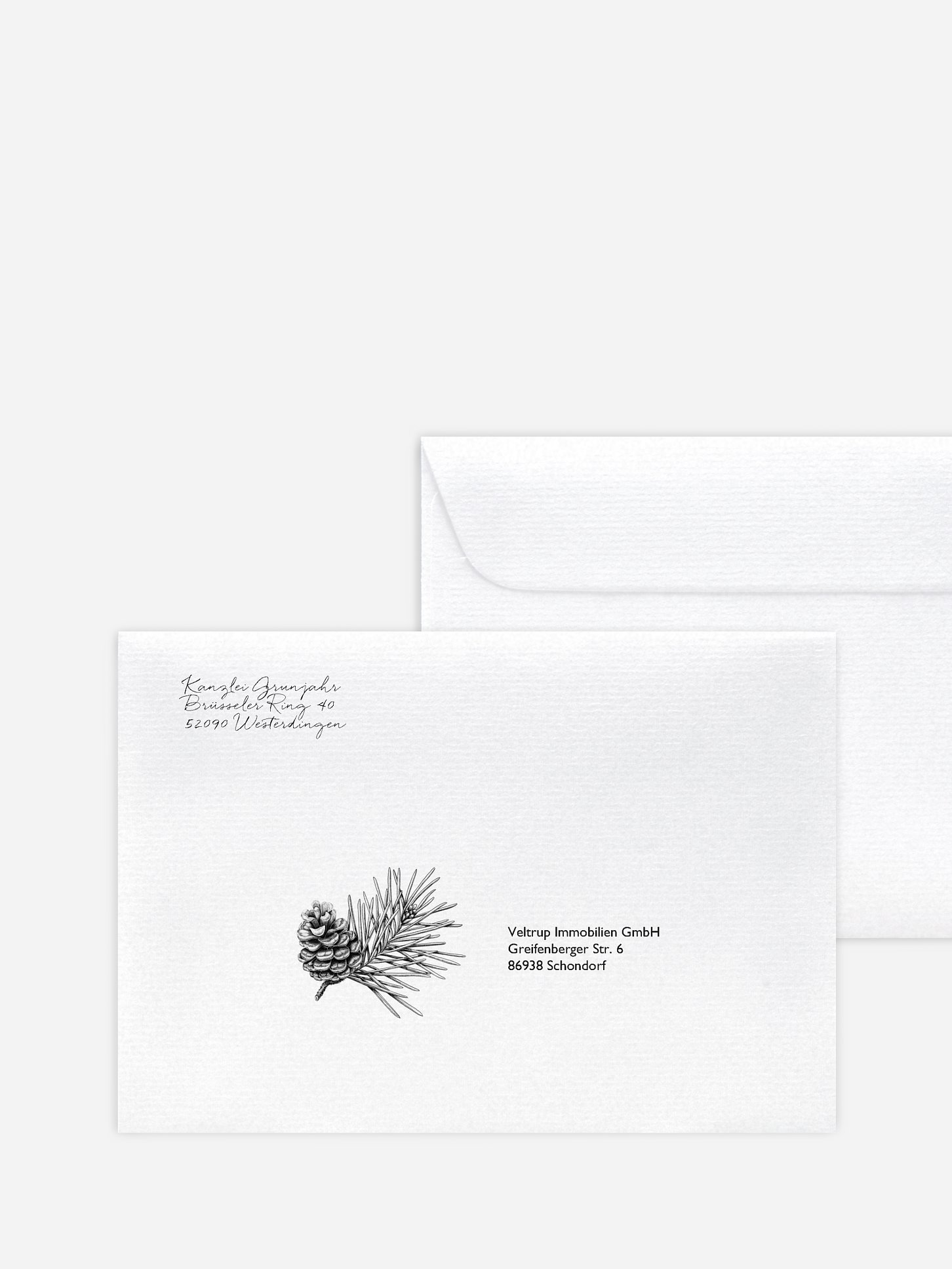 Bedruckte Umschläge geschäftl. Weihnachten Pinebranch