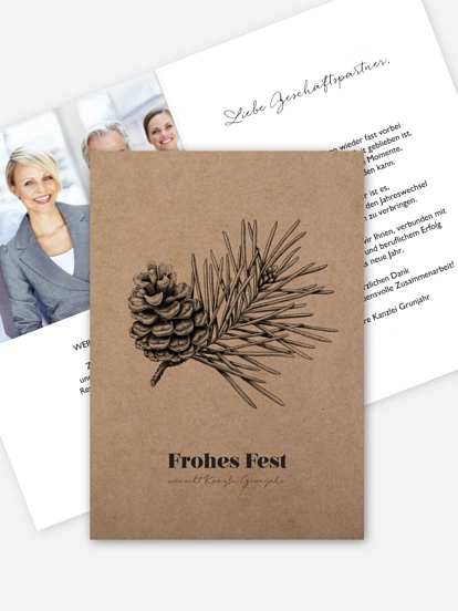 Geschäftliche Weihnachtskarte Pinebranch
