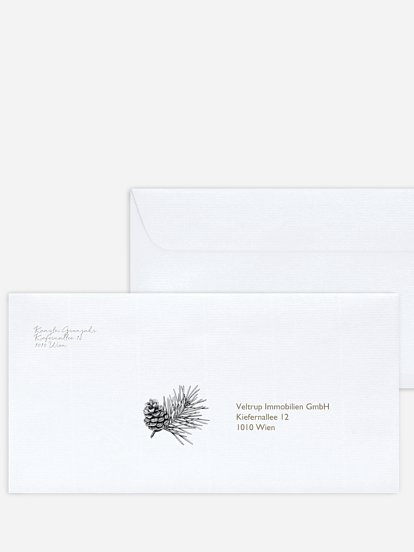 Bedruckte Umschläge geschäftl. Weihnachten Pinebranch Kraftpapier
